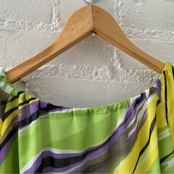 Laura Ashley Colorful Flowy Top Blouse Size 3X Womens Yellow Green Purple - Picture 10 of 12